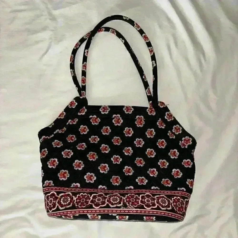 Vera Bradley | Pirouette Black Floral Purse/Shoulder Bag with Zippered Closure